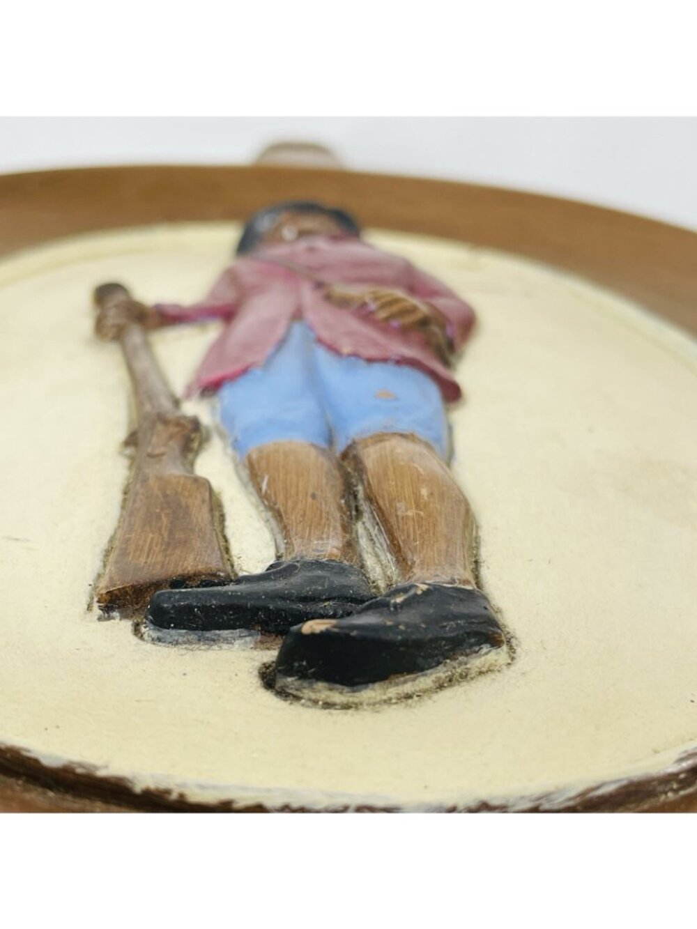 Syroco Plaque Puritan Man Oval Molded Embossed Military Soldier Wall Hang Army - Picture 6 of 12